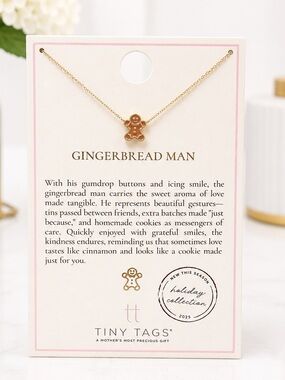 Tiny Tags Gingerbread Man Necklace-New